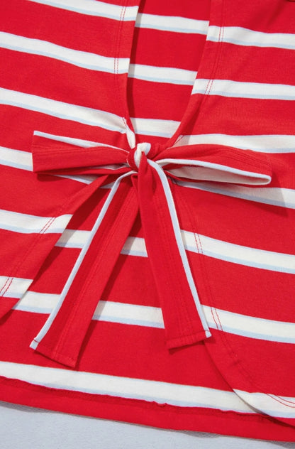 ~PREORDER ~ Racing Red Stripe Bow Back Casual Tee ~PREORDER ~