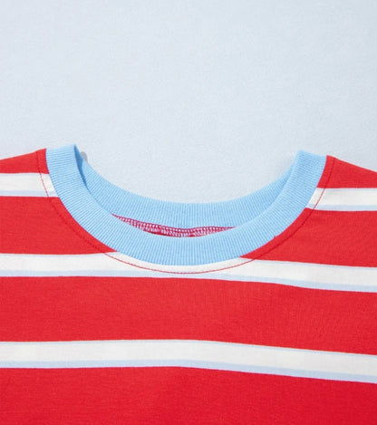 ~PREORDER ~ Racing Red Stripe Bow Back Casual Tee ~PREORDER ~