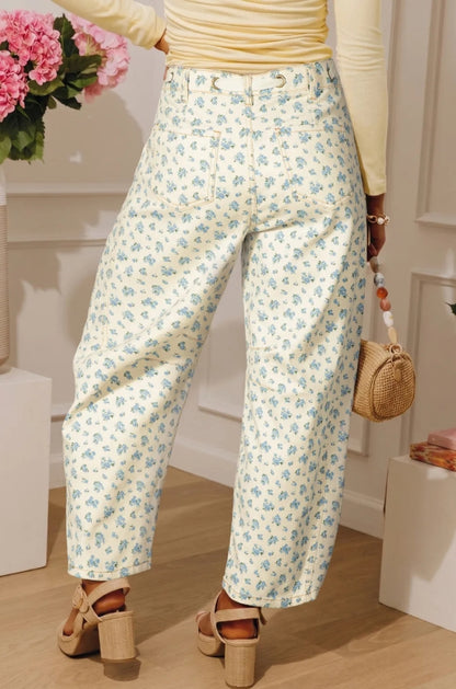 ~PREORDER ~ Blue Blossom Grommet Waist Barrel Jeans ~PREORDER ~
