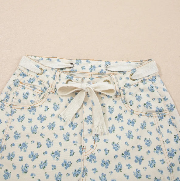 ~PREORDER ~ Blue Blossom Grommet Waist Barrel Jeans ~PREORDER ~