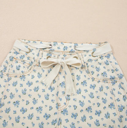 ~PREORDER ~ Blue Blossom Grommet Waist Barrel Jeans ~PREORDER ~