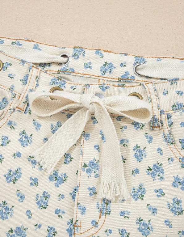 ~PREORDER ~ Blue Blossom Grommet Waist Barrel Jeans ~PREORDER ~