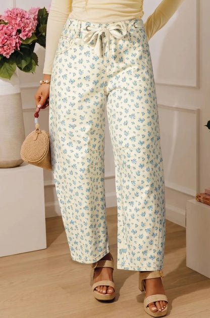 ~PREORDER ~ Blue Blossom Grommet Waist Barrel Jeans ~PREORDER ~