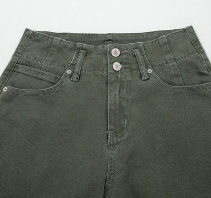 Olive High Rise Wide Leg Pants | Stretch Boutique Trouser Jeans