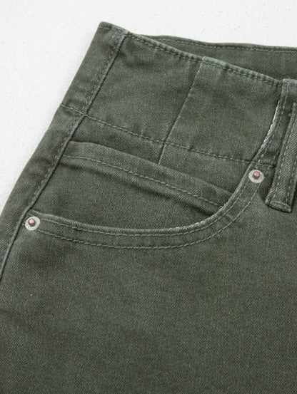 Olive High Rise Wide Leg Pants | Stretch Boutique Trouser Jeans
