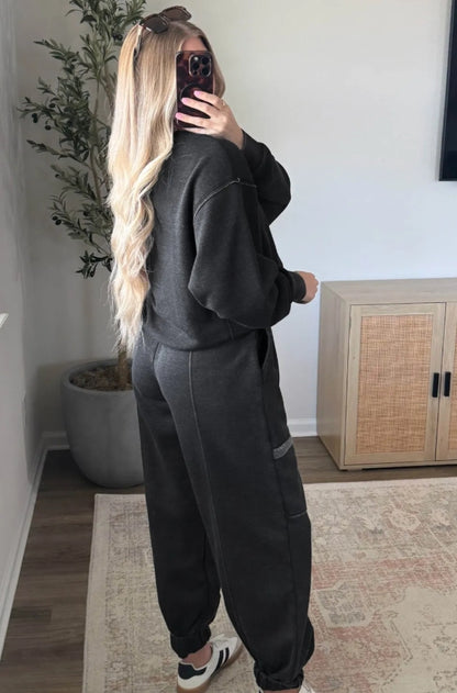 ~PREORDER ~ Carbon Grey Mineral Wash Jogger Pants Set ~PREORDER ~