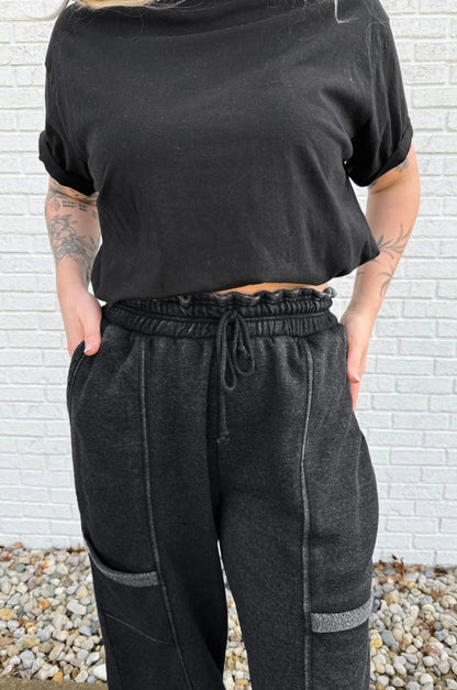 ~PREORDER ~ Carbon Grey Mineral Wash Jogger Pants Set ~PREORDER ~