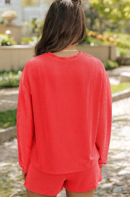 ~PREORDER ~ Corded Knit Long Sleeve Top & Shorts Set ~PREORDER ~