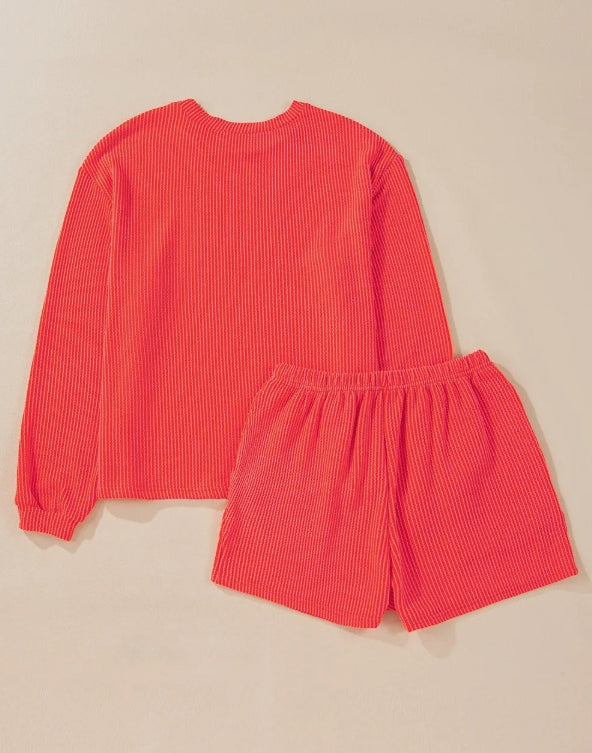 ~PREORDER ~ Corded Knit Long Sleeve Top & Shorts Set ~PREORDER ~