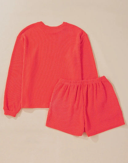 ~PREORDER ~ Corded Knit Long Sleeve Top & Shorts Set ~PREORDER ~