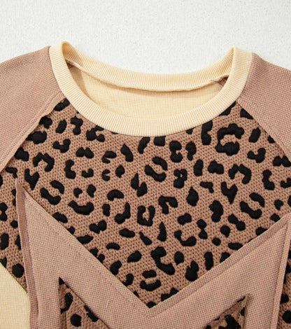 ~PREORDER ~ Leopard Star Colorblock Textured Sweatshirt ~PREORDER ~