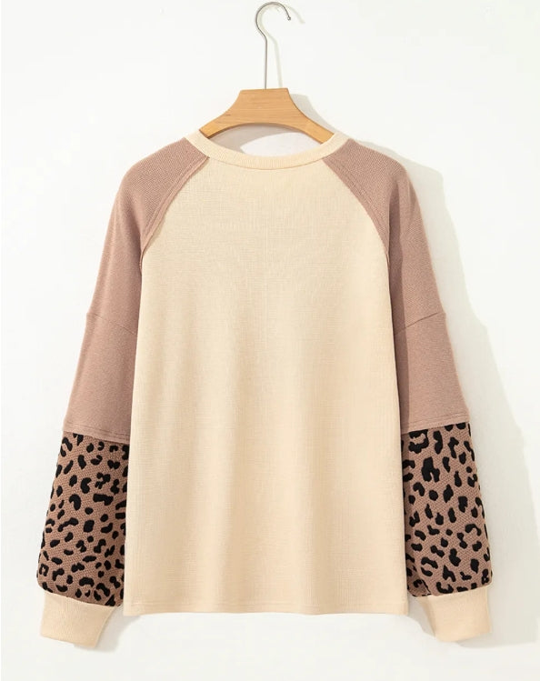 ~PREORDER ~ Leopard Star Colorblock Textured Sweatshirt ~PREORDER ~