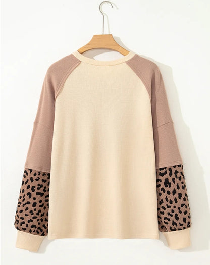 ~PREORDER ~ Leopard Star Colorblock Textured Sweatshirt ~PREORDER ~