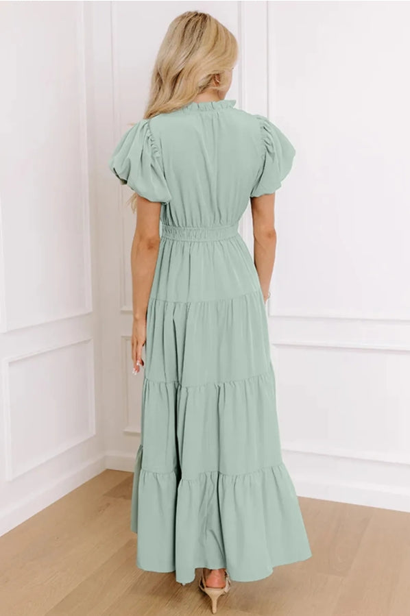 Sweet Breeze Tiered Maxi Dress | Flutter Sleeve Dress