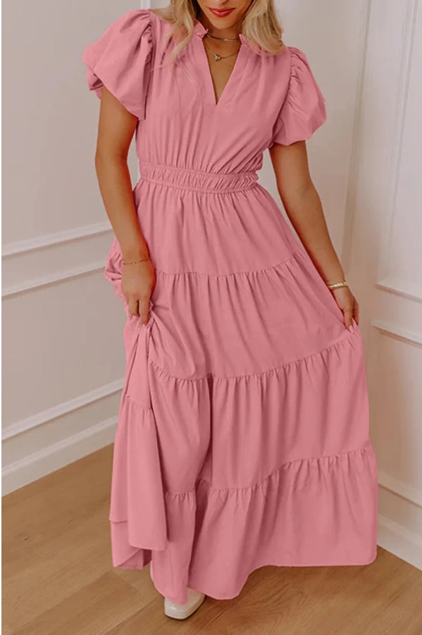 Sweet Breeze Tiered Maxi Dress | Flutter Sleeve Dress