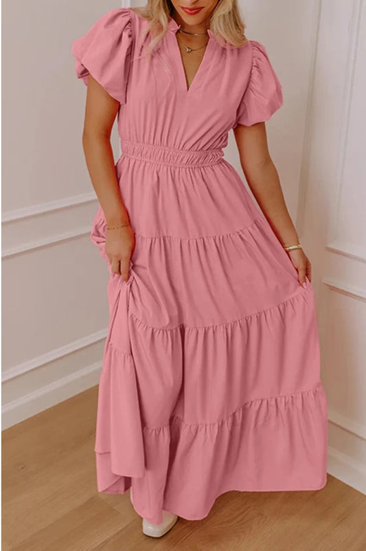 Sweet Breeze Tiered Maxi Dress | Flutter Sleeve Dress