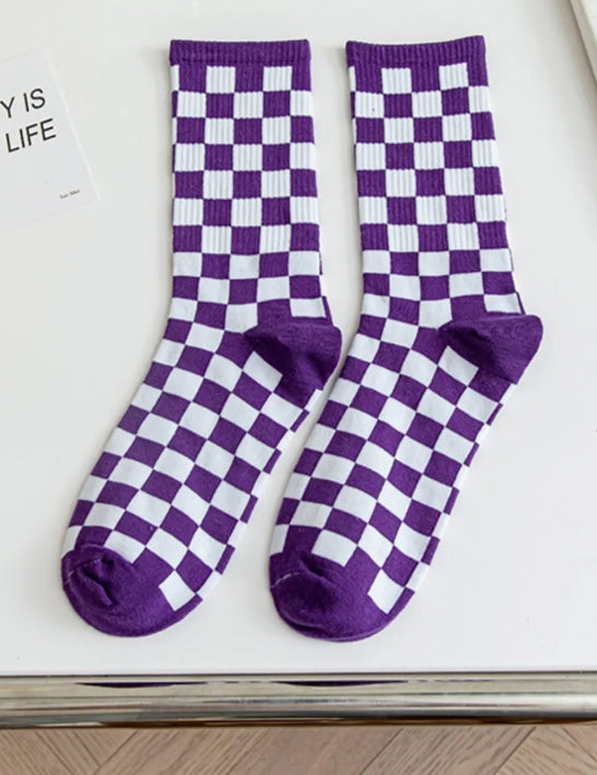 Checkered Crew Socks | Colorful Checkerboard Fashion Socks