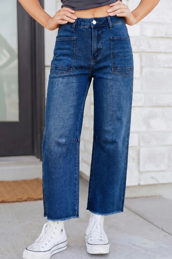 Skyline High Rise Wide Leg Jeans | Black, Beau Blue, Sail Blue