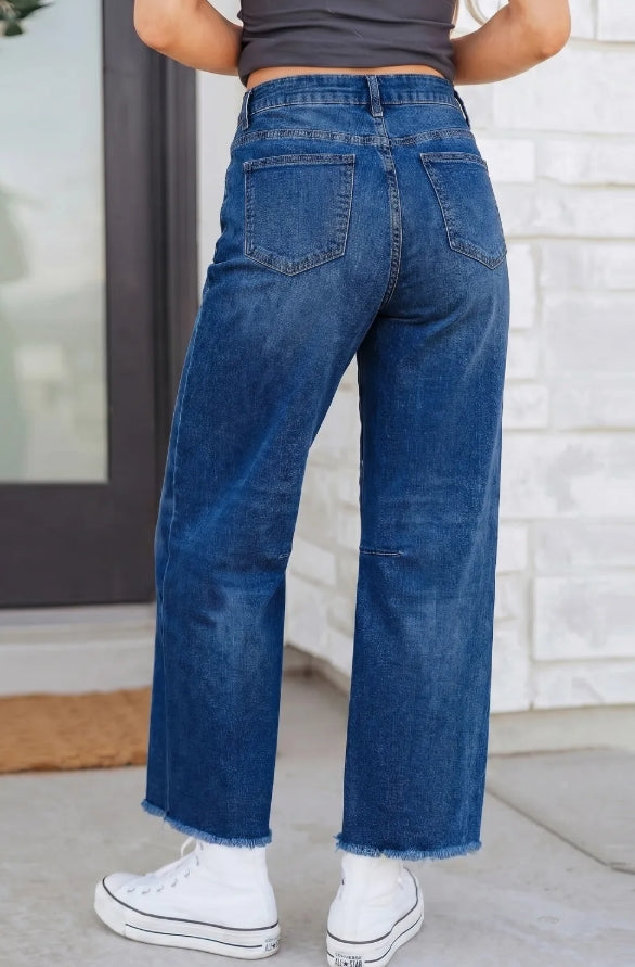 Skyline High Rise Wide Leg Jeans | Black, Beau Blue, Sail Blue