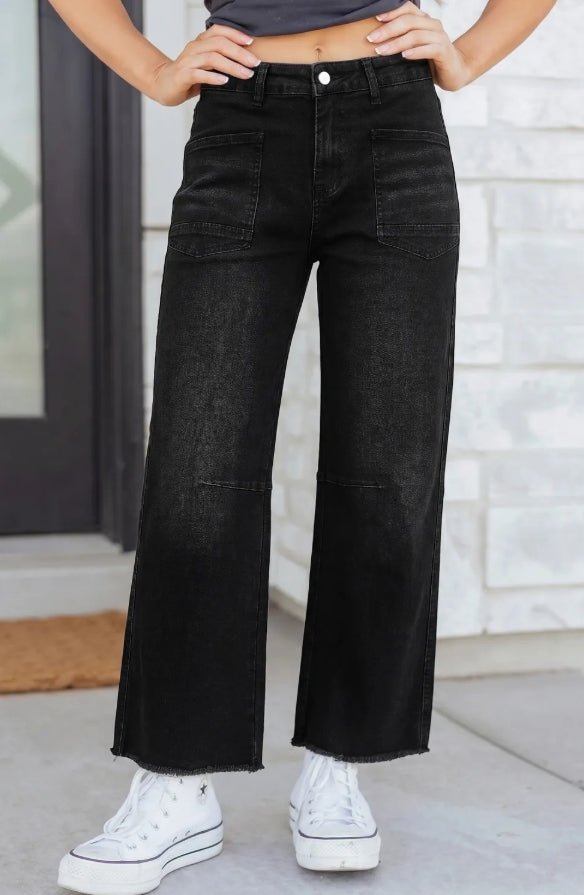 Skyline High Rise Wide Leg Jeans | Black, Beau Blue, Sail Blue