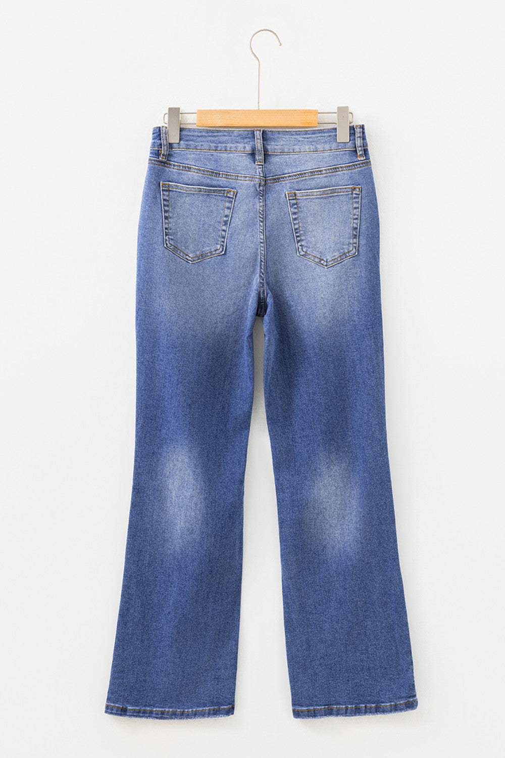 Myosotis Mid Rise Distressed Sneak Peek Straight Leg Jeans – Vintage Wash Relaxed Fit Denim