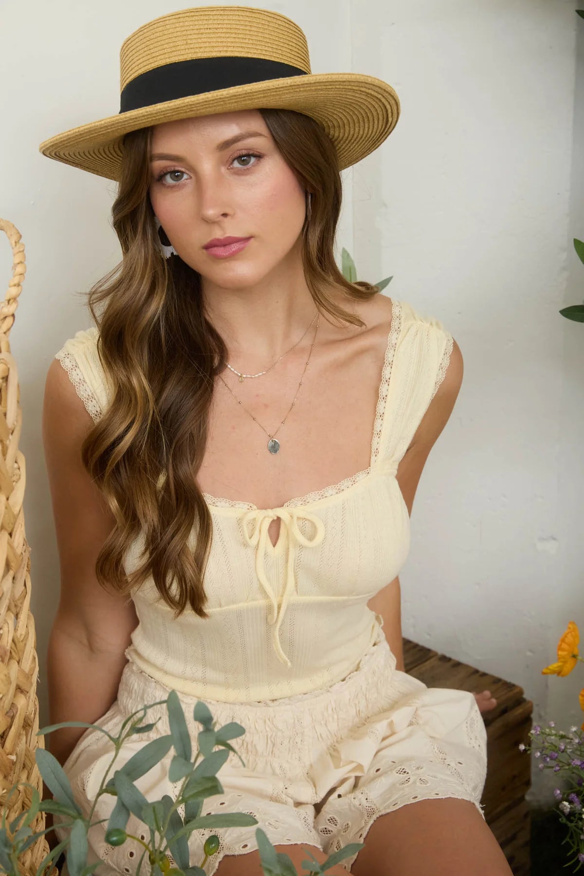 Sweet Talk Pointelle Lace Trim Knit Tank