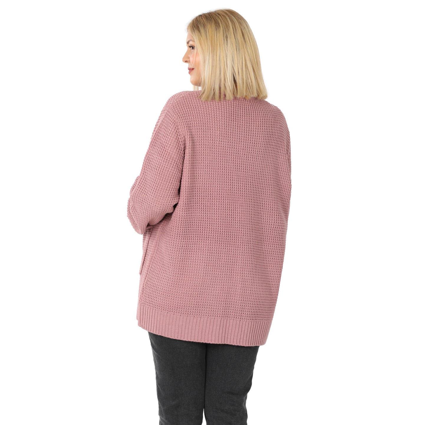 LOW GAUGE WAFFLE OPEN CARDIGAN SWEATER