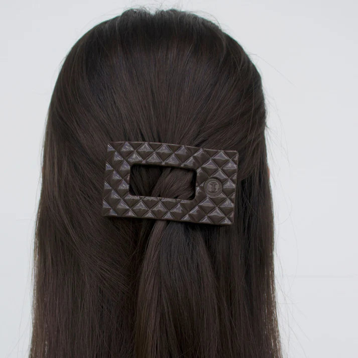 TELETIES Small Flat Rectangle Hair Clip – Strong Hold, No Snag