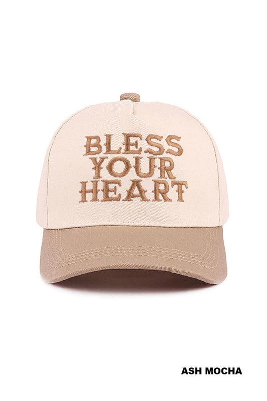 Bless Your Heart Two Tone Canvas Cap – Adjustable Boutique Baseball Hat