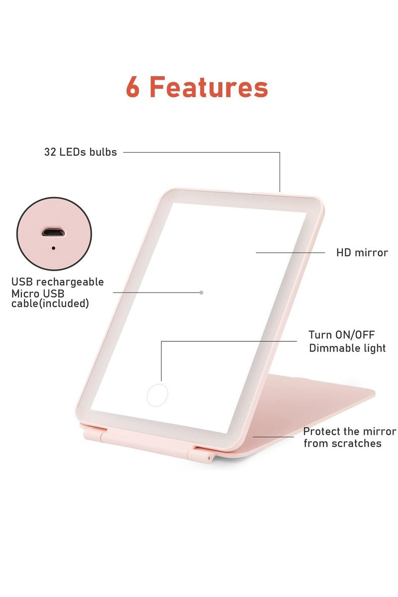 RECHARGEABLE TRAVEL MAKEUP COSMETIC VANITY MIRROR