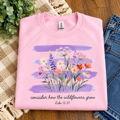 Consider the Wildflowers Graphic Crewneck | Christian Faith-Inspired Sweatshirt
