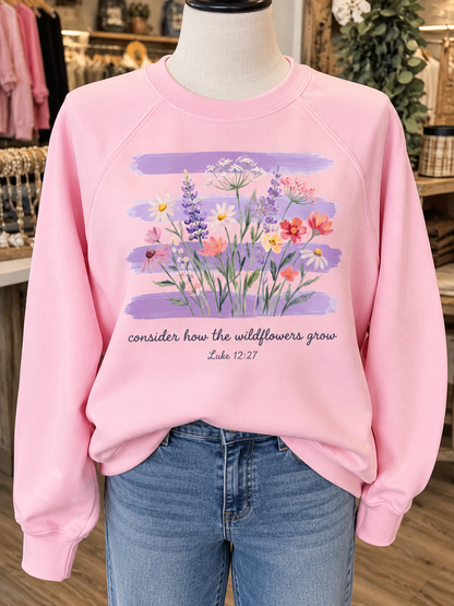 Consider the Wildflowers Graphic Crewneck | Christian Faith-Inspired Sweatshirt