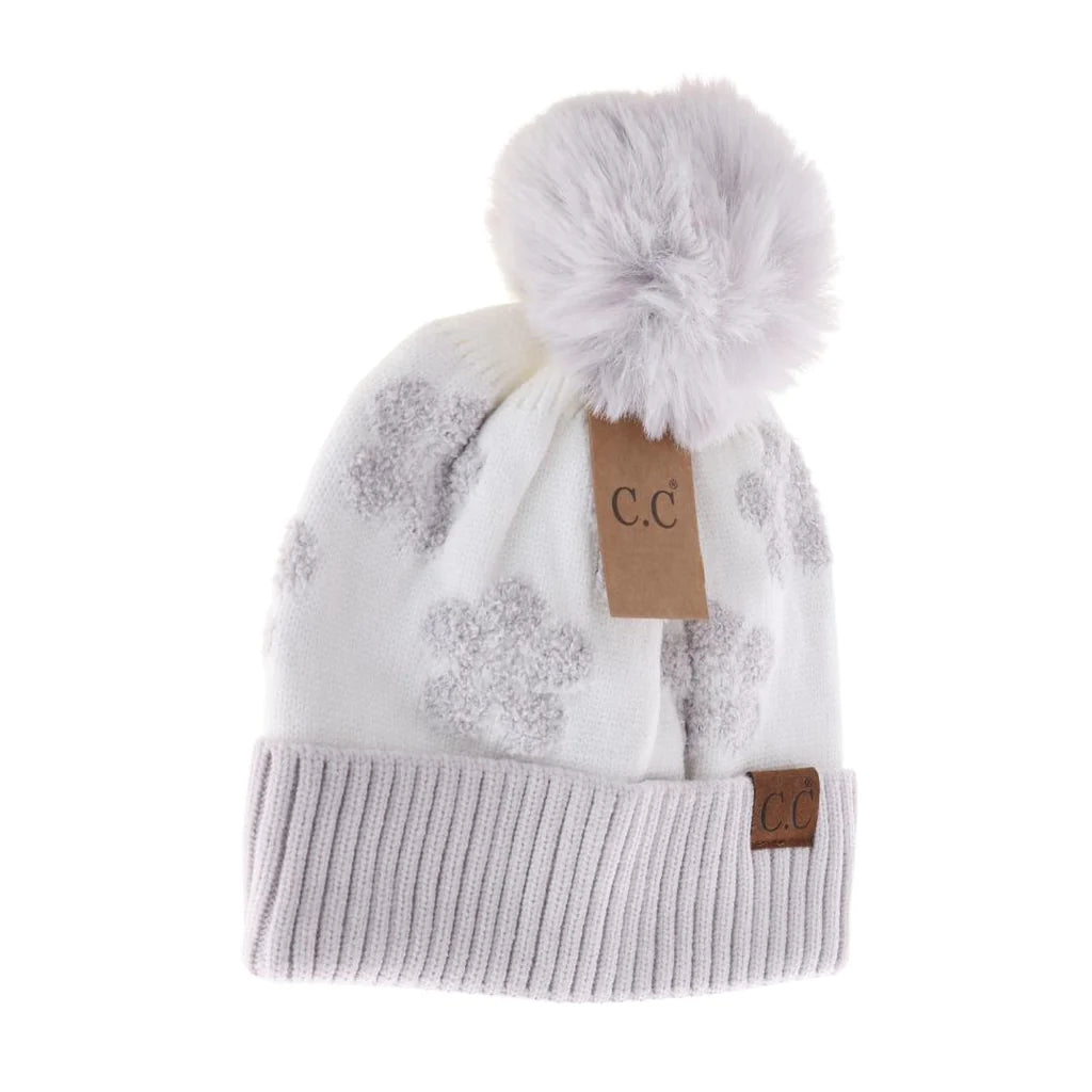 Daisy Patterned Faux Fur C.C Beanie HAT4009