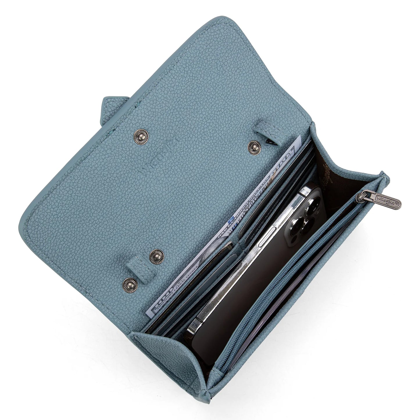 Wrangler Buckle Convertible Wallet – Crossbody, Shoulder, Wristlet