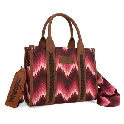 Wrangler Southwestern Dual-Sided Print Tote/Crossbody Bag – Aztec-Style Canvas Carry-All