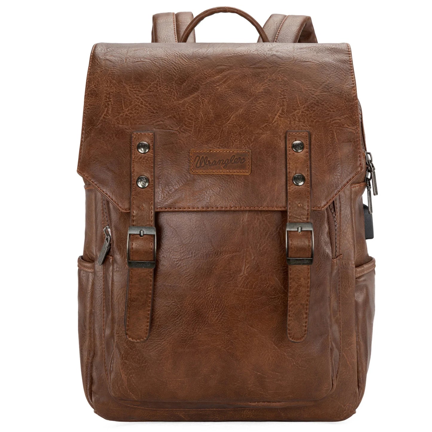 Wrangler Belt Buckle Laptop Backpack – Dark Brown | Western-Styled Durable Travel Backpack