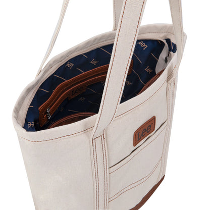 LEE Large Denim Patchwork Canvas Tote Bag