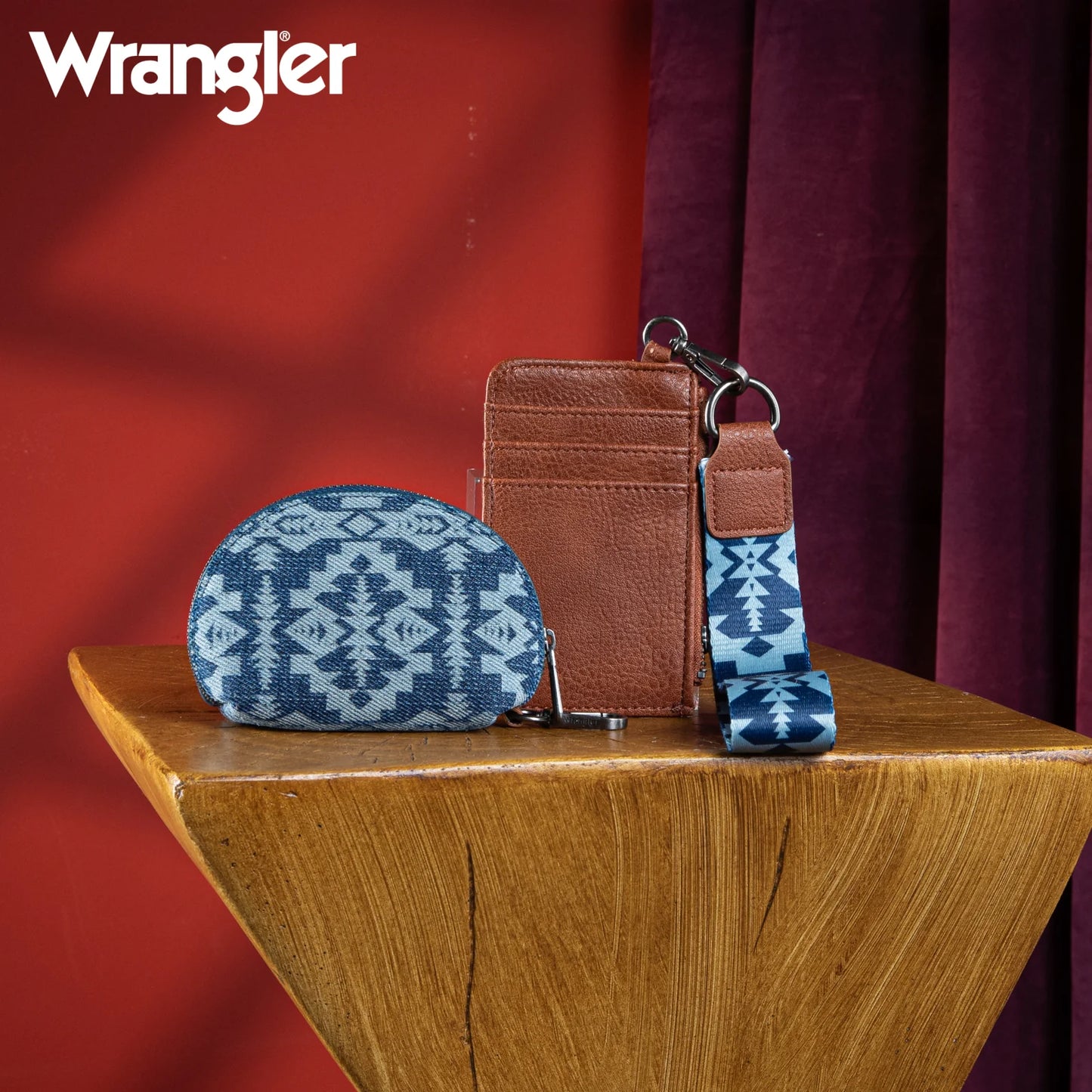 Wrangler Southwestern Art Print Dual Pouch Wristlet -