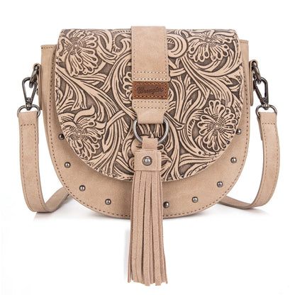 WG160-60113 Wrangler Western Tooled Saddle Bag Crossbody