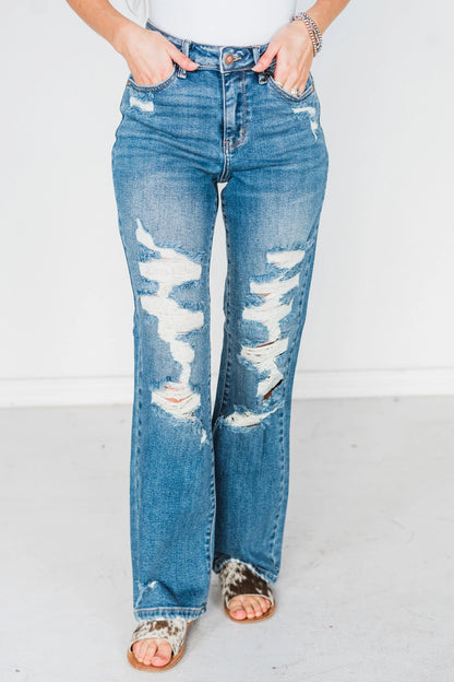 Judy Blue High-Waisted Heavy Destroy Straight Jeans – Effortlessly Edgy & Unbelievably Comfy