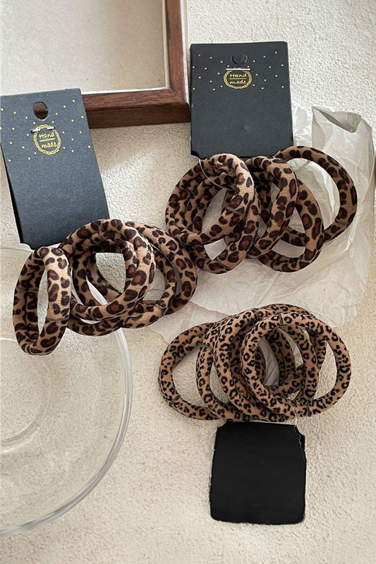 Wild Side Leopard Hair Tie Set – 5 Pack Elastic No-Crease Hair Ties