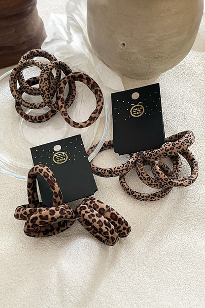 Wild Side Leopard Hair Tie Set – 5 Pack Elastic No-Crease Hair Ties