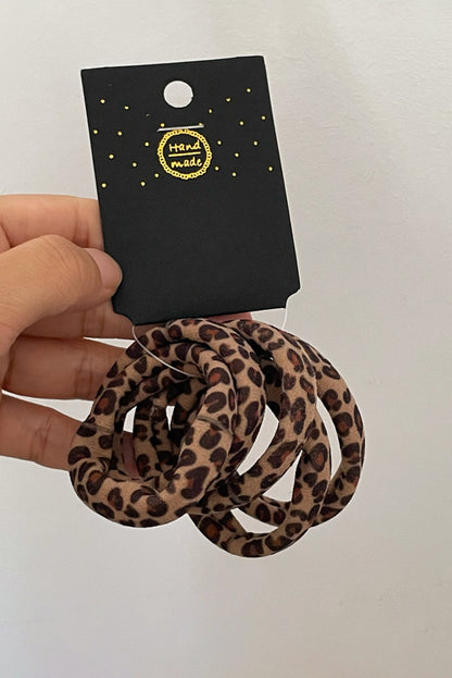 Wild Side Leopard Hair Tie Set – 5 Pack Elastic No-Crease Hair Ties