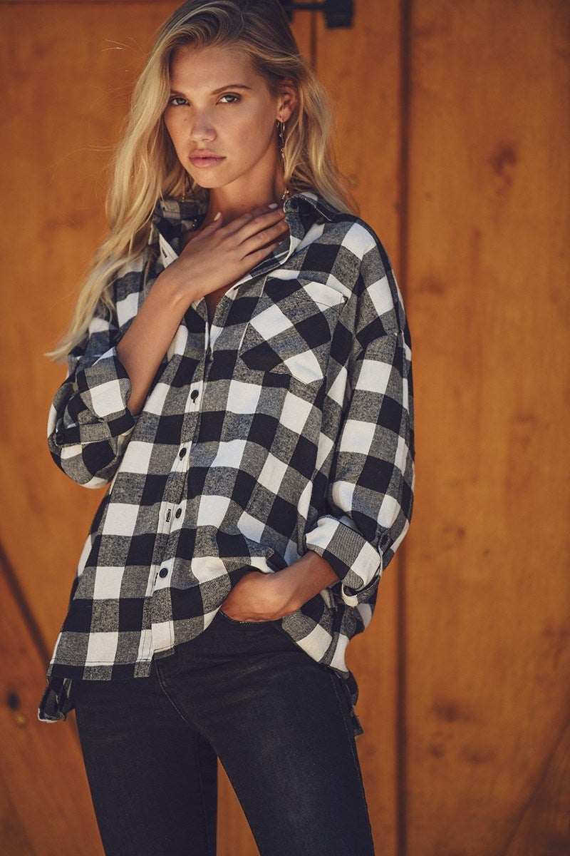 Risen BUFFALO PLAID OVERSIZED SHIRT