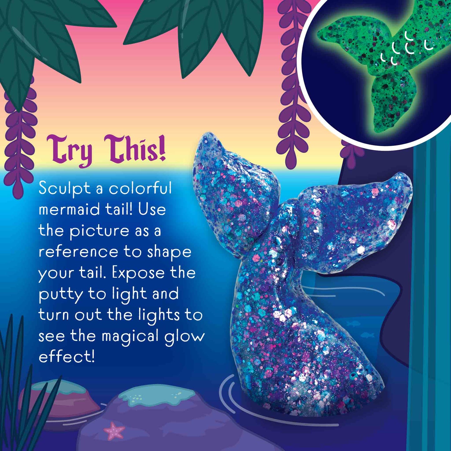 Mermaid Tale® Thinking Putty® – Glow in the Dark Color-Shifting Sparkle Sensory Putty