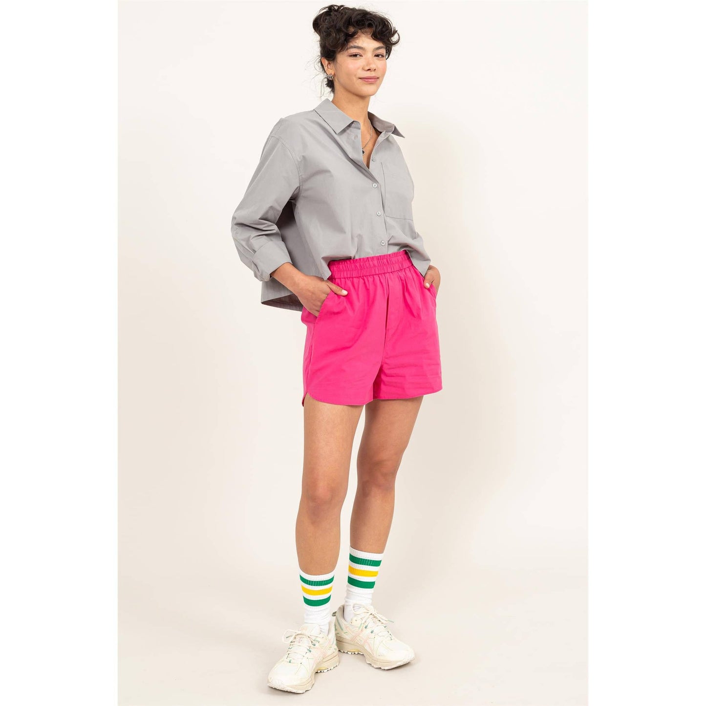 Easy Days Poplin High Waist Shorts by Double Zero