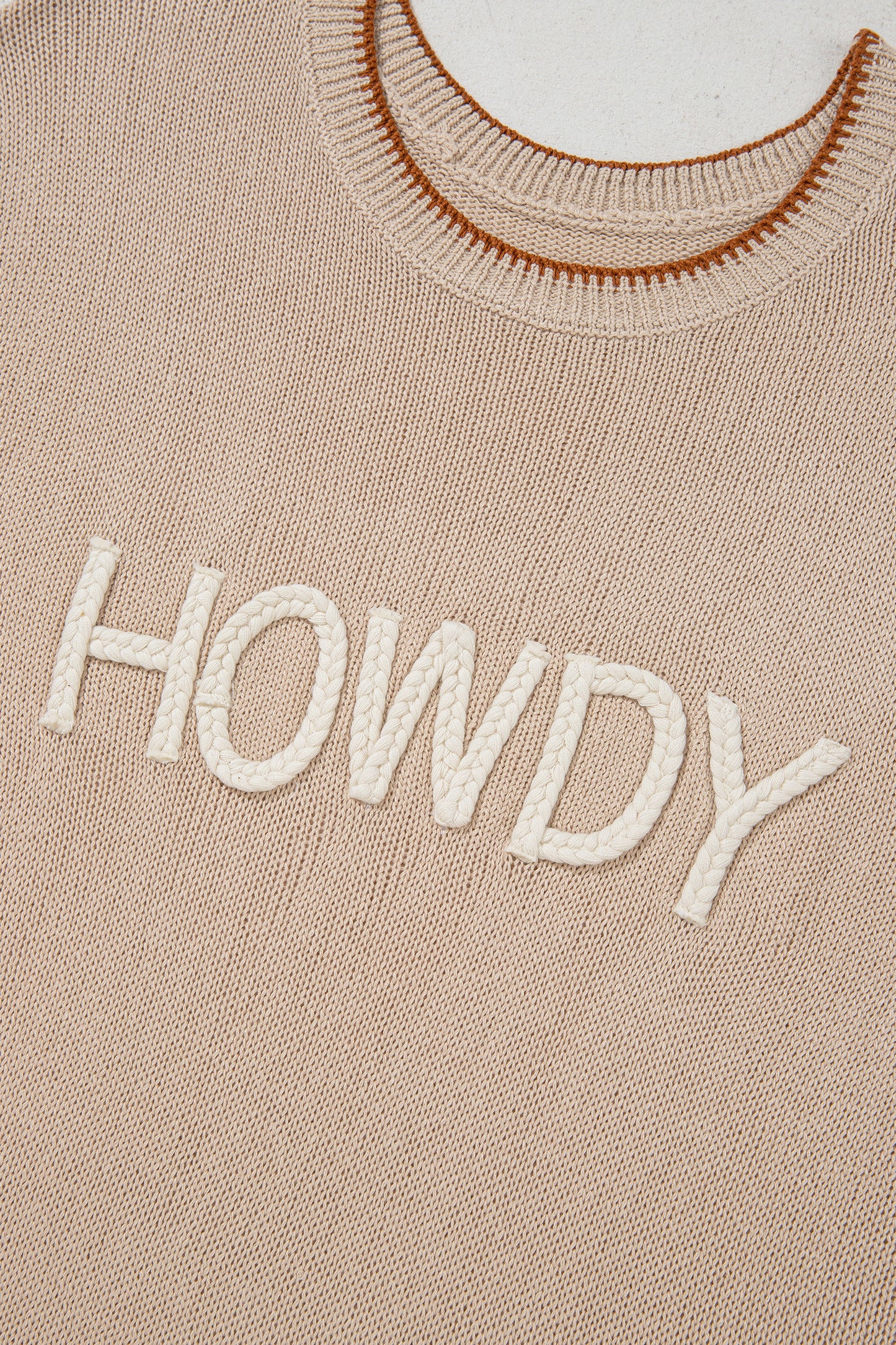 ~PREORDER ~ Parchment Contrast Trim HOWDY Knit Sweater Top ~PREORDER ~