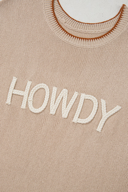 ~PREORDER ~ Parchment Contrast Trim HOWDY Knit Sweater Top ~PREORDER ~