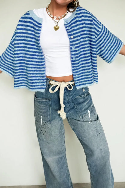 ~PREORDER~ Blue Skies Striped Half Sleeve Knit Cardigan ~PREORDER~