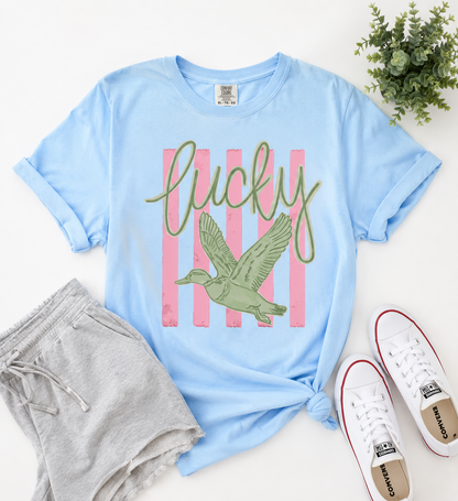 ~PREORDER ~ Lucky Duck Tee on Light Blue ~PREORDER ~